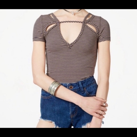 Free people french cut ribbed striped tee - Picture 1 of 5